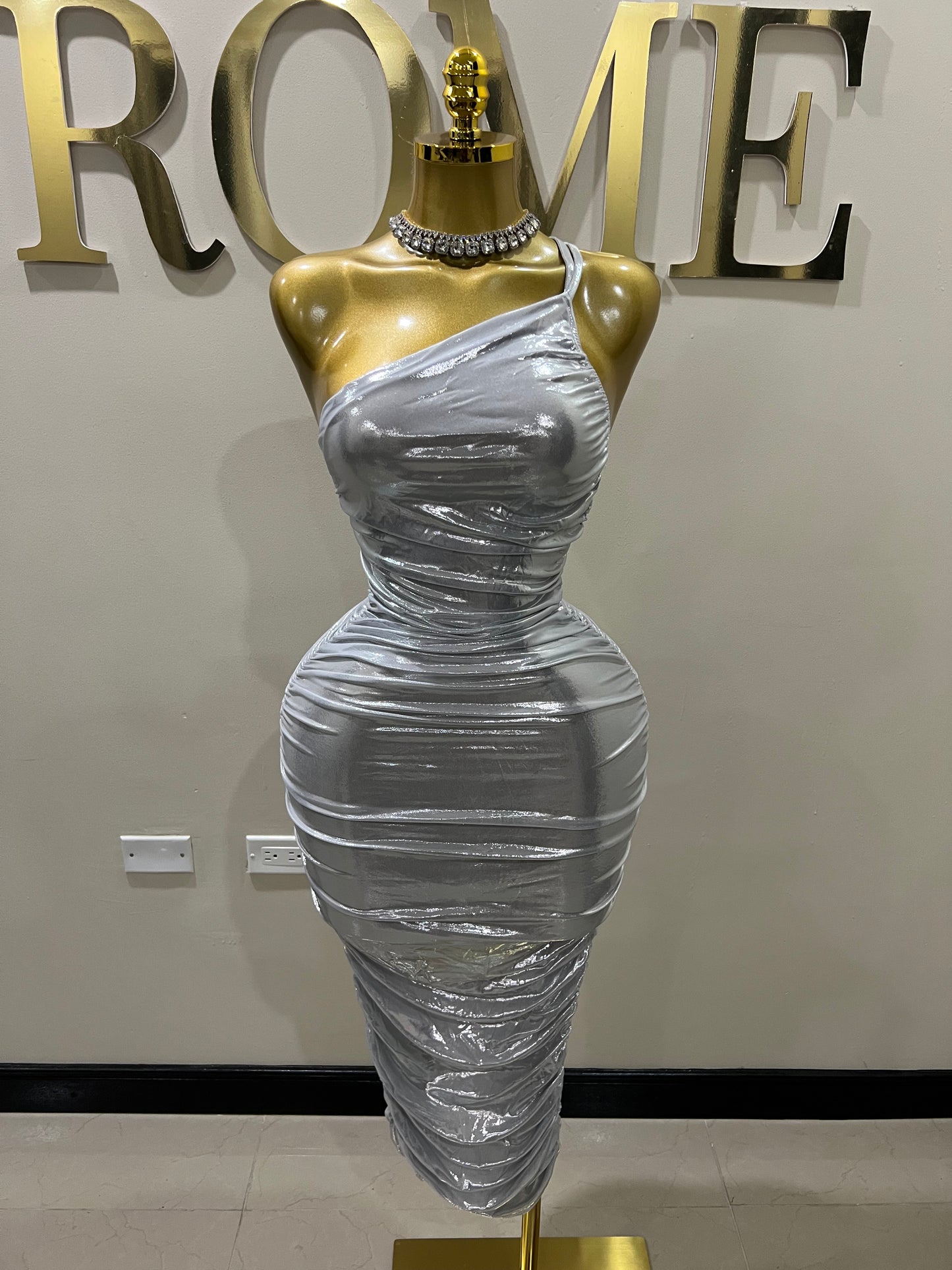 Tessa Moira Rouched Dress (Silver)