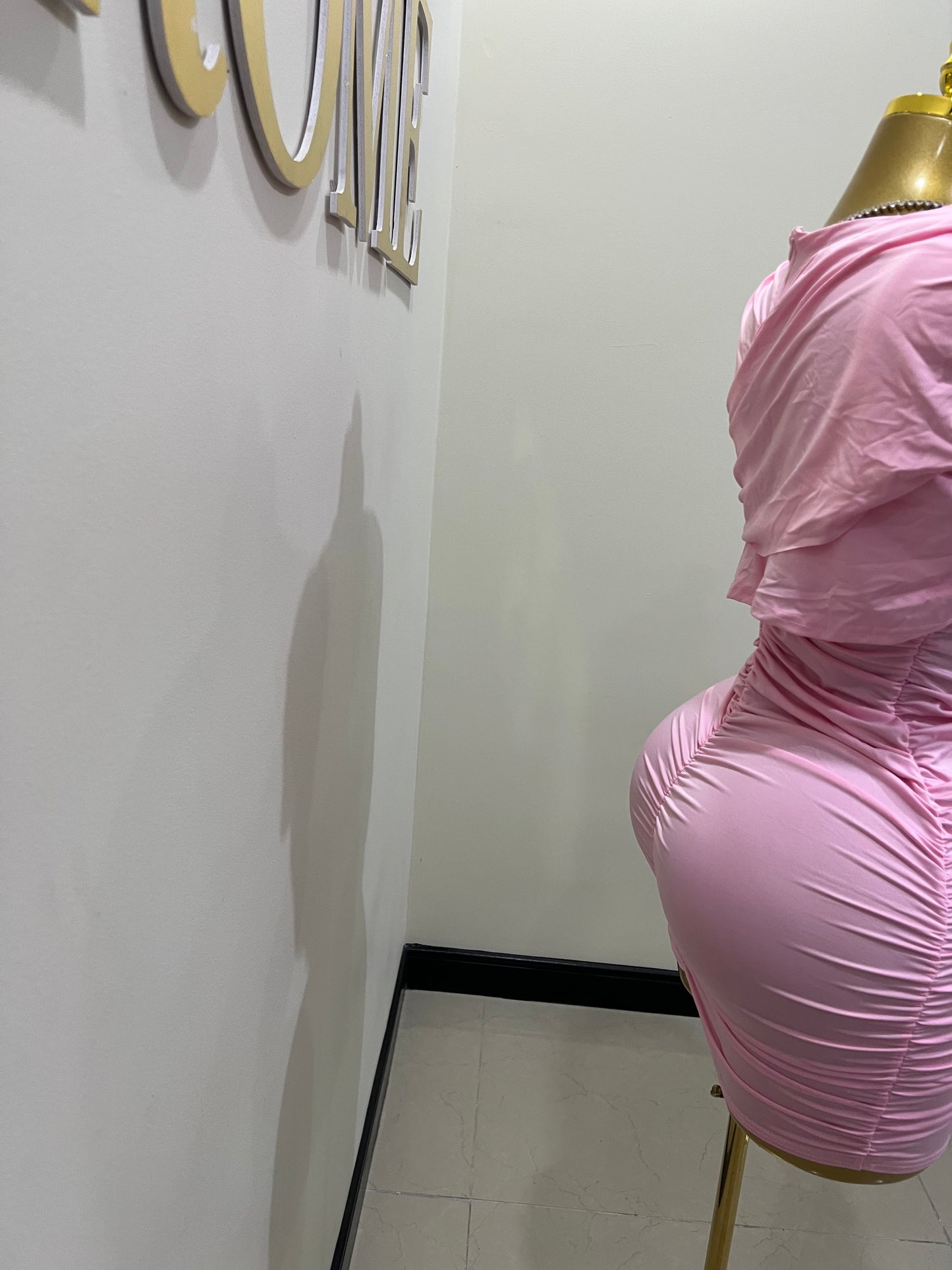 Samira Double Shoulders Dress (Pink)