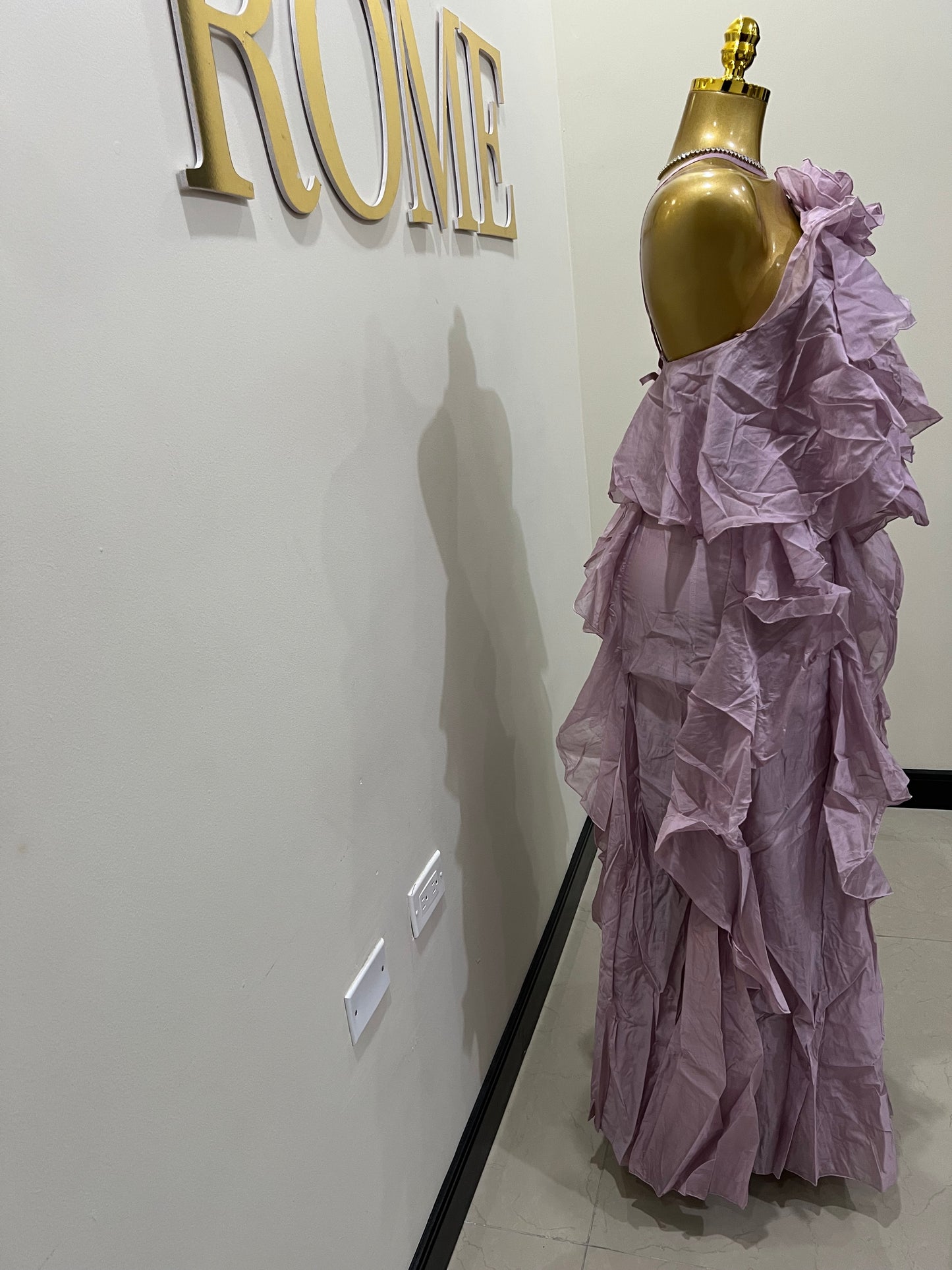 Rumi Chen Ruffle Long Dress (Mauve)