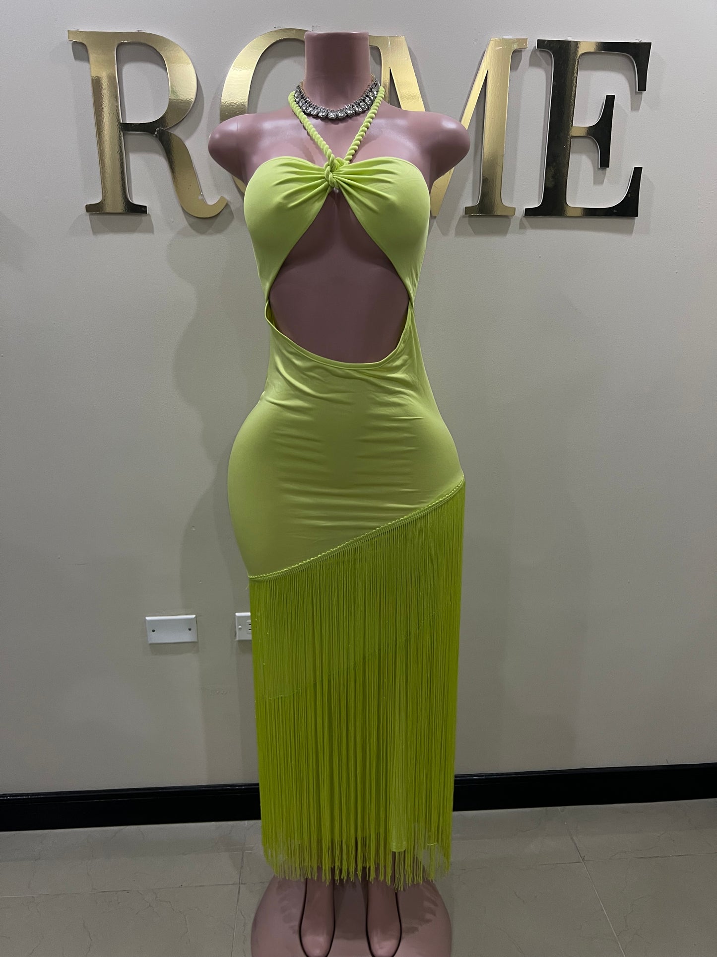 Diva Fringe Vibe Dress (Green)