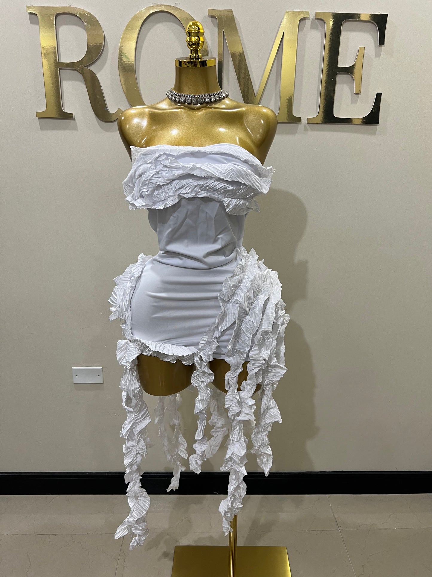 Kate Rouched Mini Dress 2 (White)