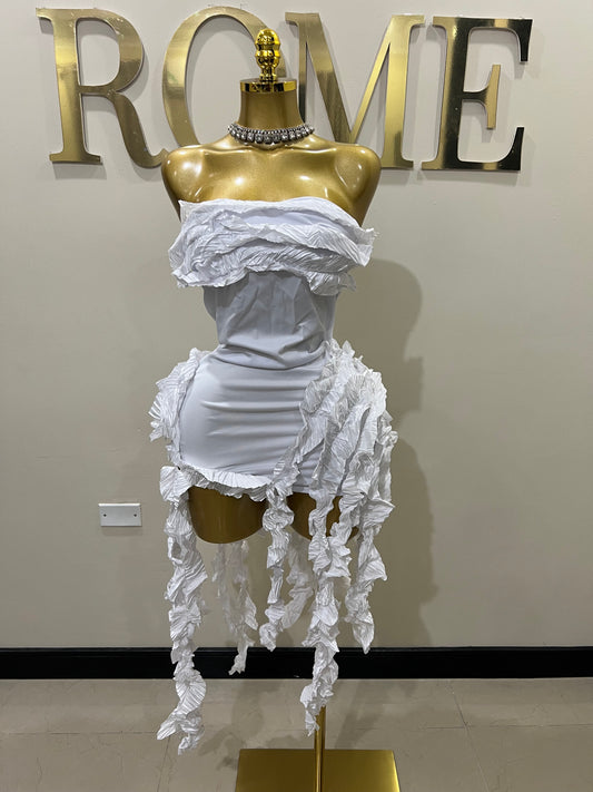 Kate Rouched Mini Dress 2 (White)