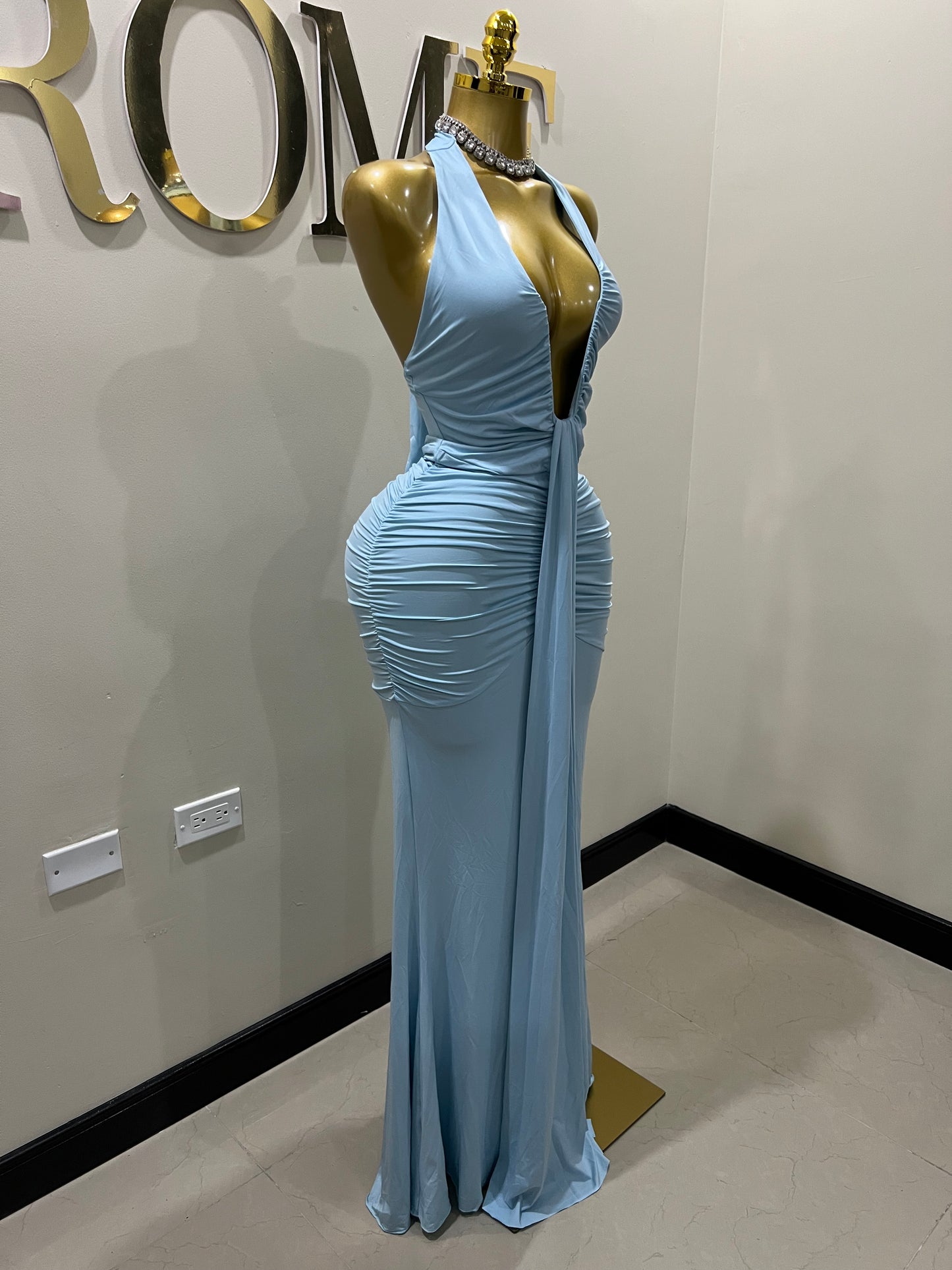 Chinelle Nara Halter Dress (Blue)