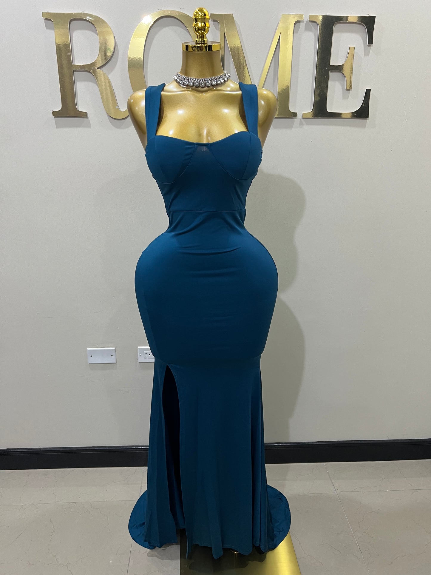 Kerry Ann Train Dress (Blue)