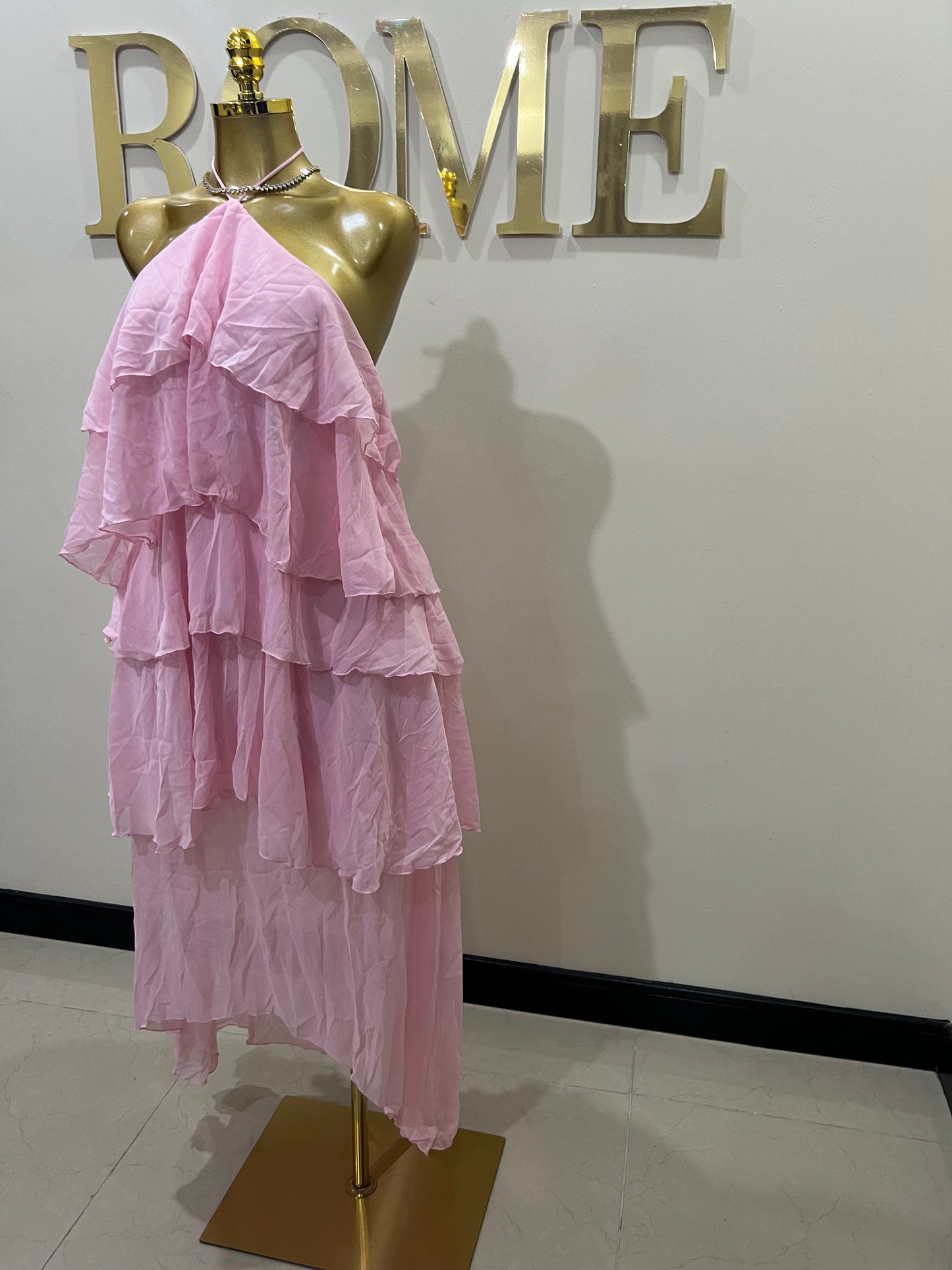 Rumi Ruffle Long Dress (Pink)