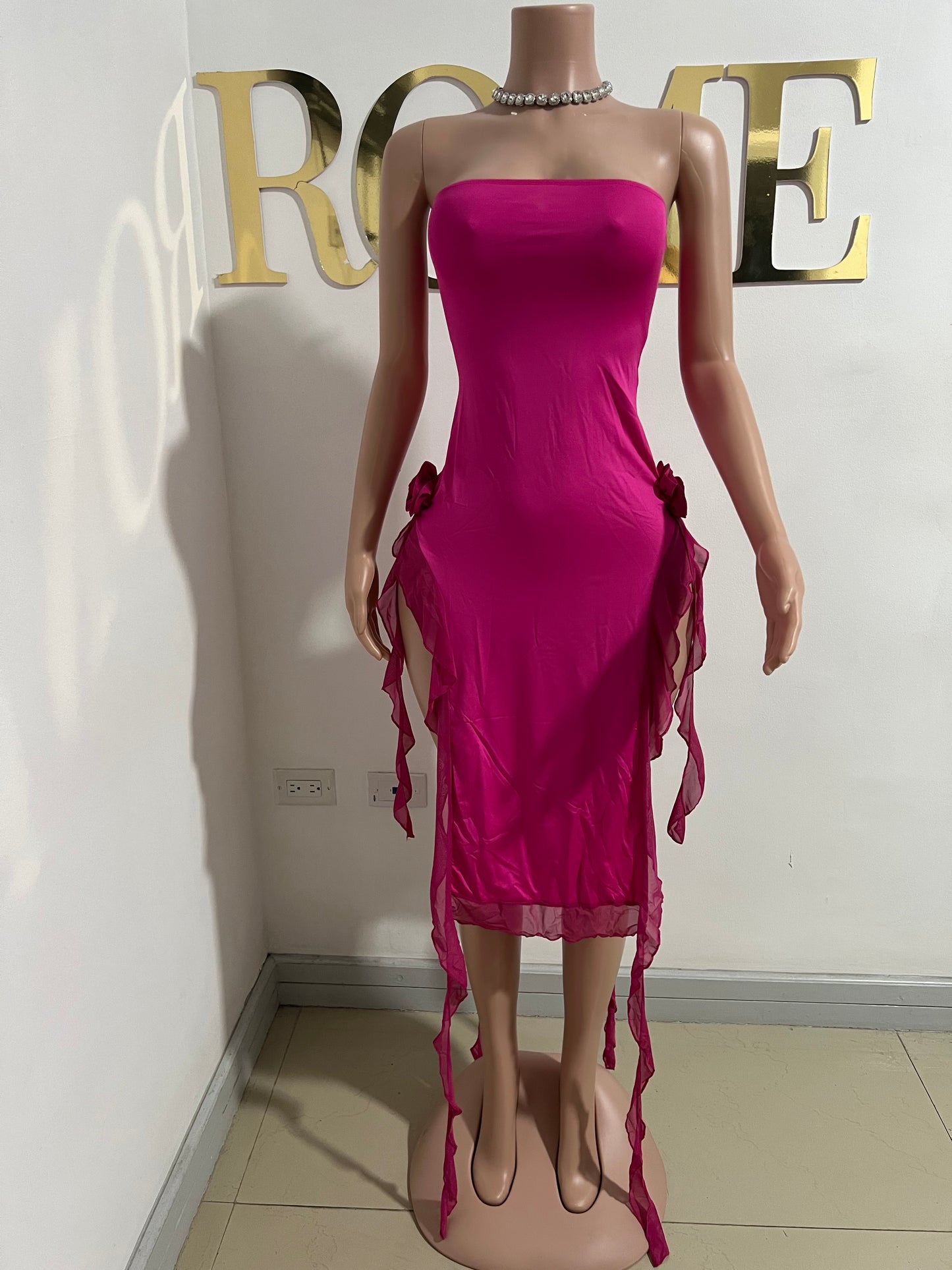 Rose Ruffle Dress (Pink)