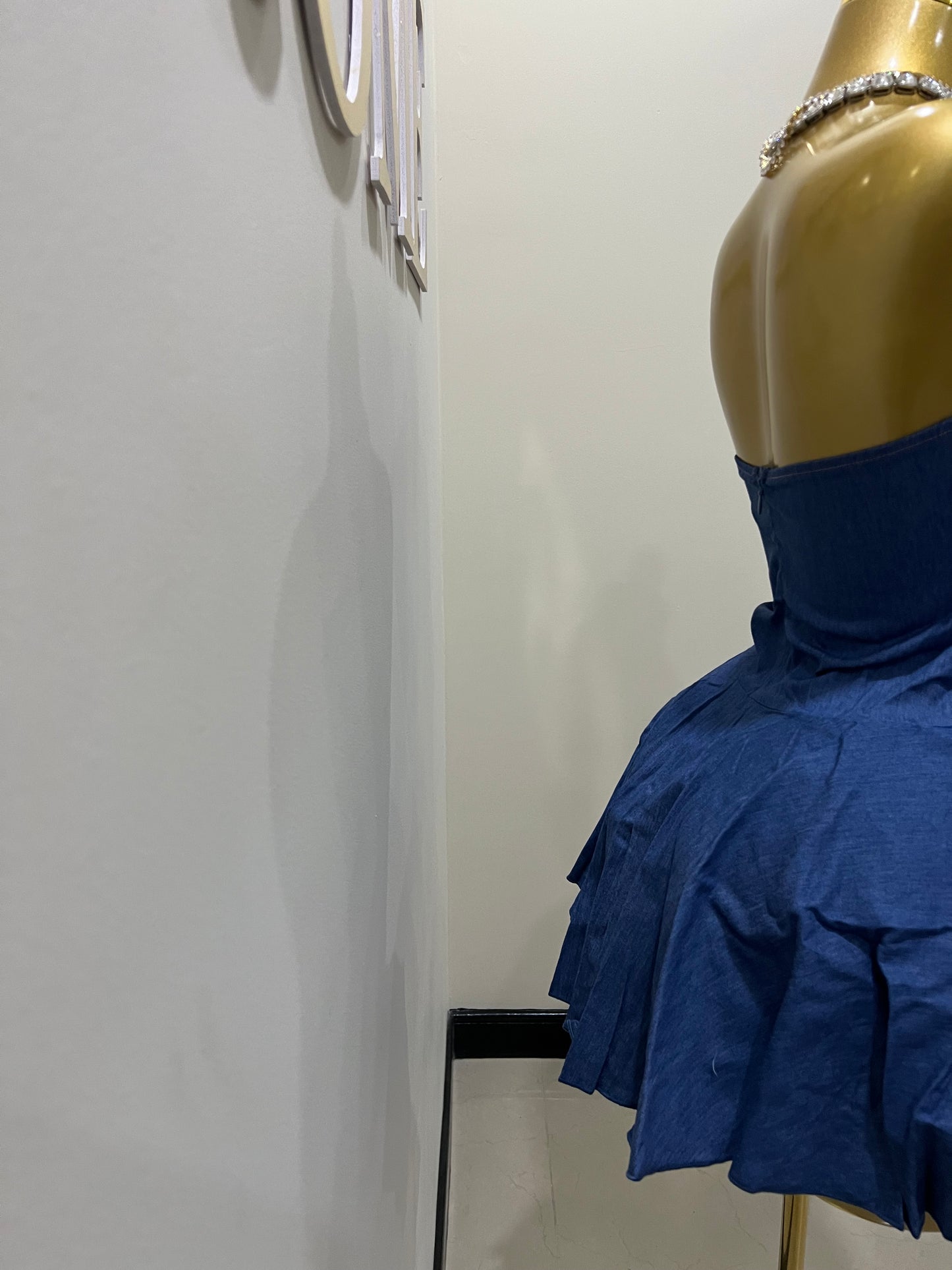 Denim Sweatheart Dress (Blue)