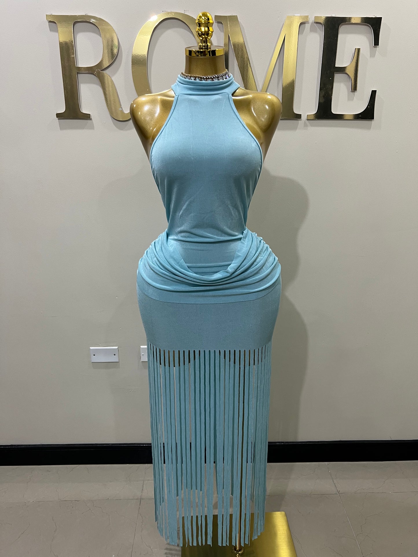 Alice Fringe Dress (Blue)