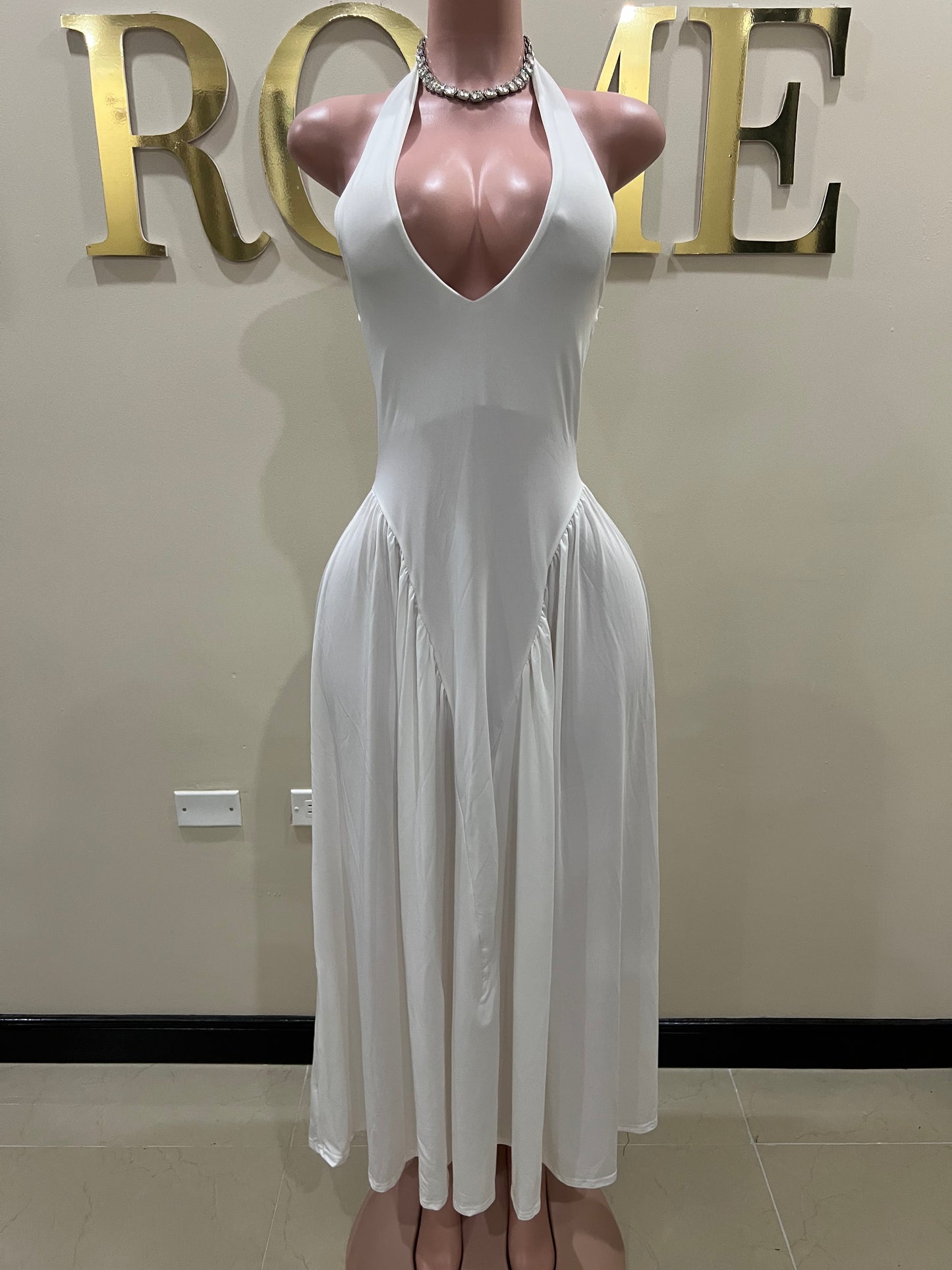 Kim Halter Diana Dress (White)