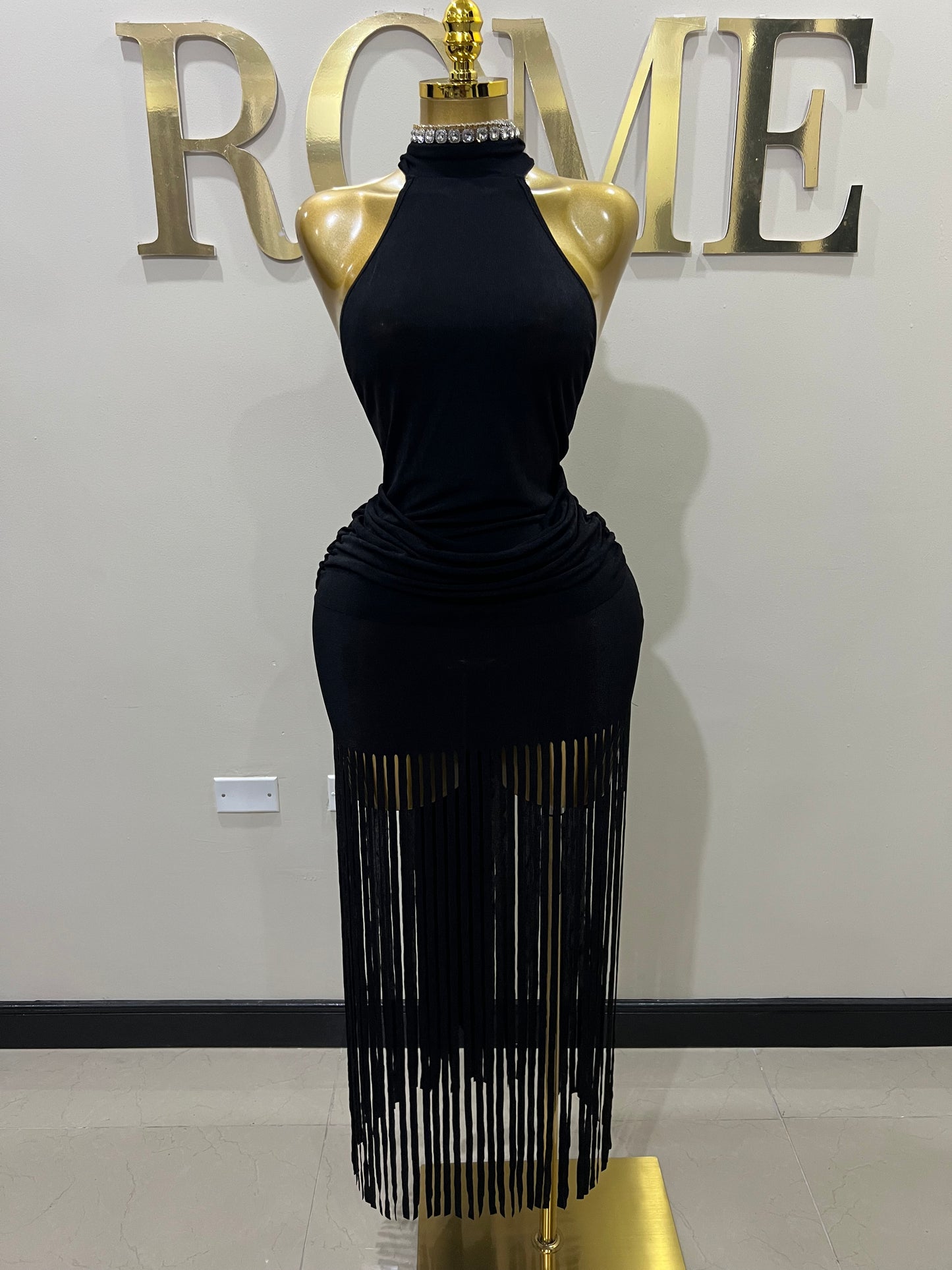 Alice Fringe Dress (Black)