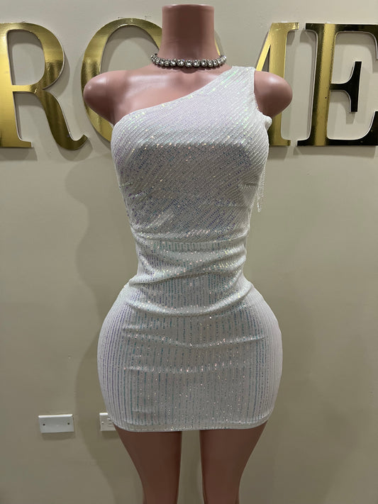 Sarah Beads Dress (White- multi colored)