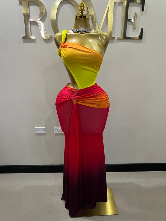 Emma Giselle Multi Dress (Red)