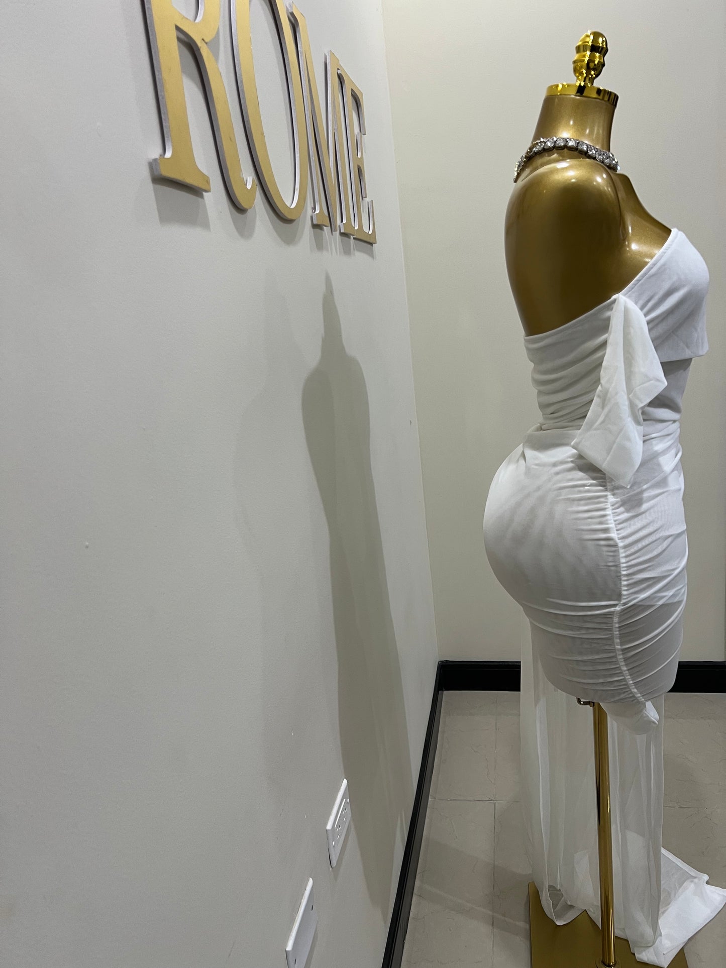 Porsha Allegra Mesh Dress (White)