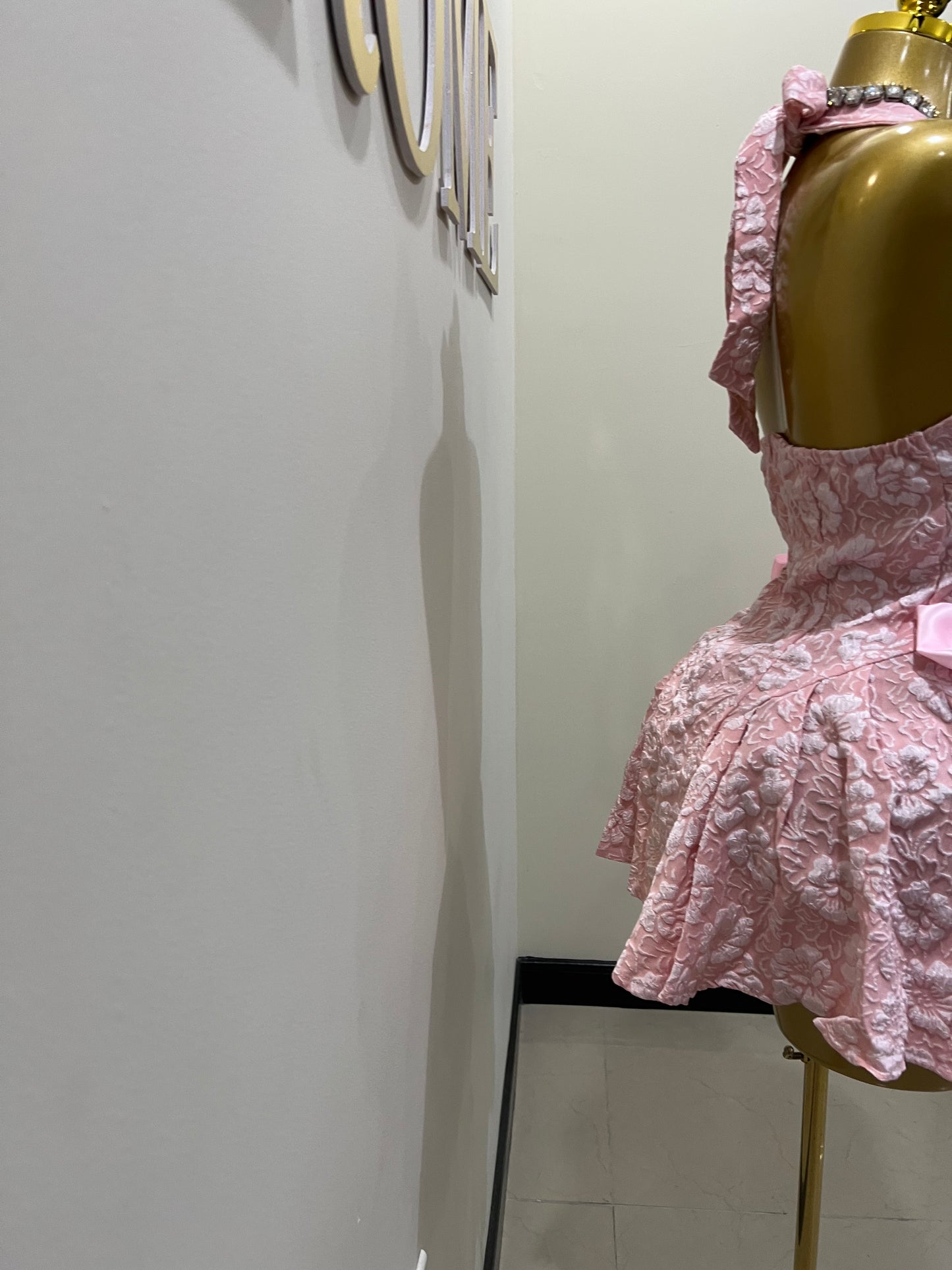 Diana Princess Bow Mini Dress (Pink)
