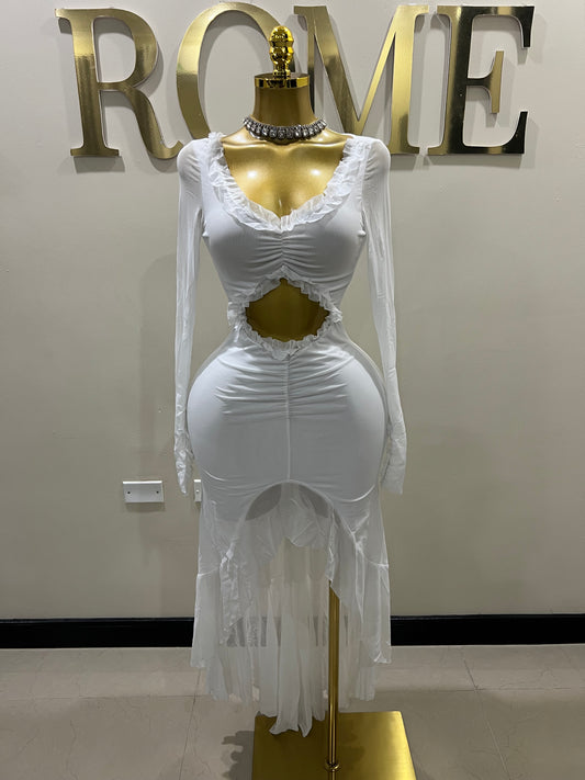 Mila Long Sleeve Dress (White)