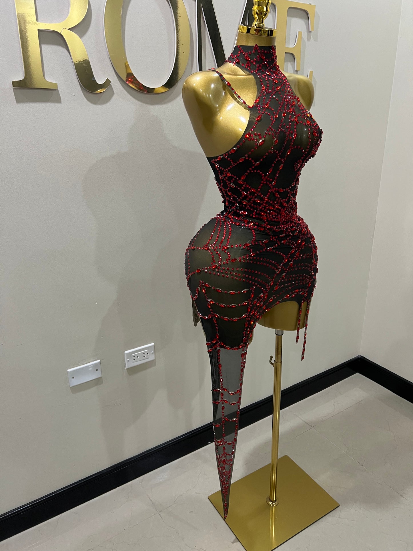 Charlotte’s Web Gemstone Mesh Dress (Red)