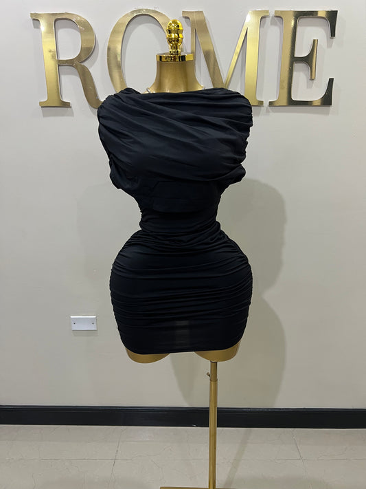 Samira Double Shoulders Dress (Black)