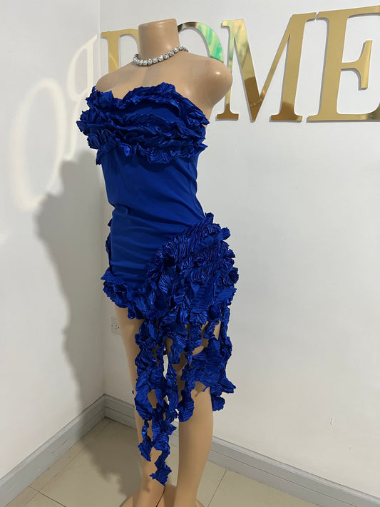 Kate Rouched Mini Dress (Blue)