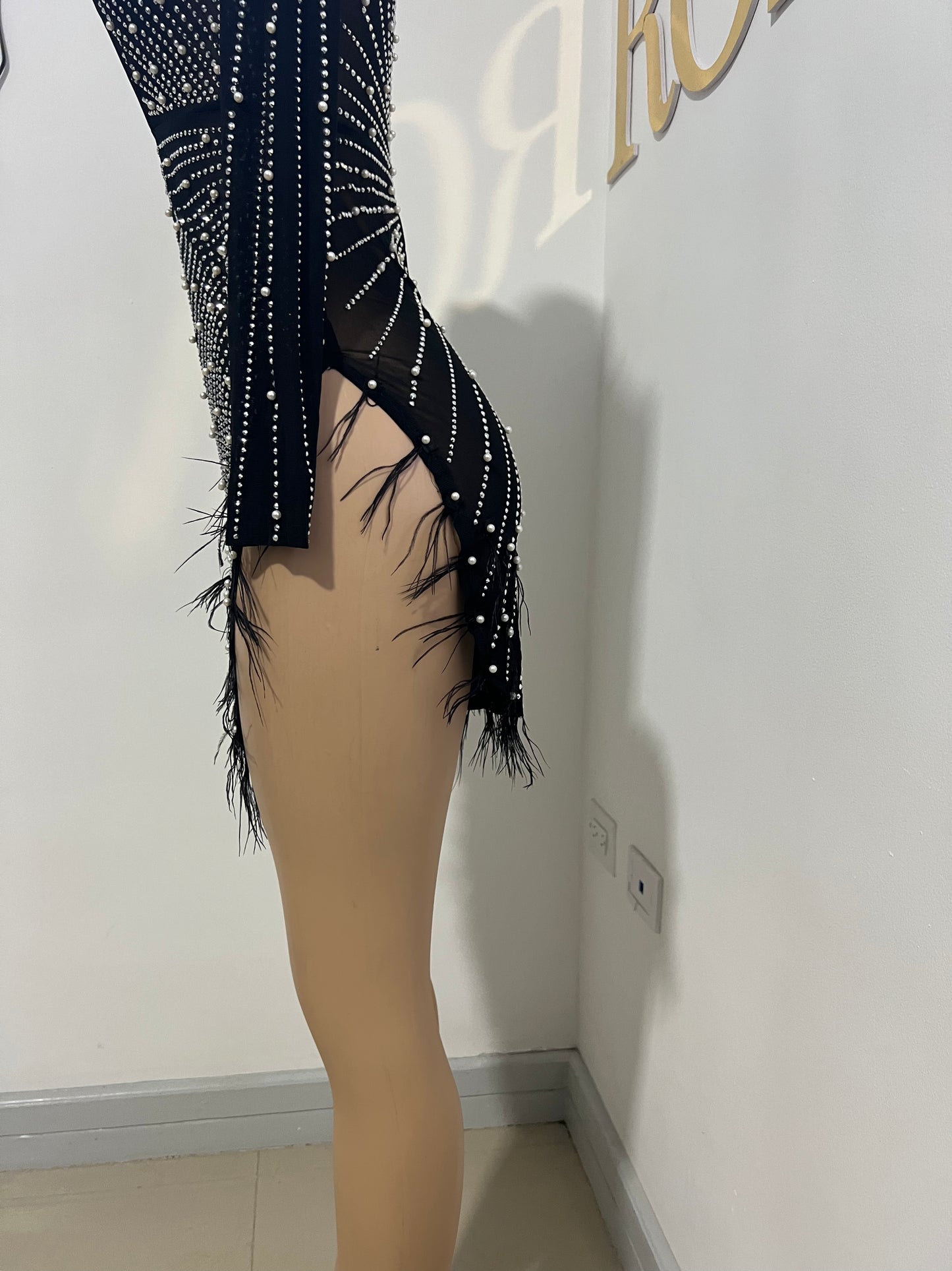 Ellie Slay Feather Dress (Black)