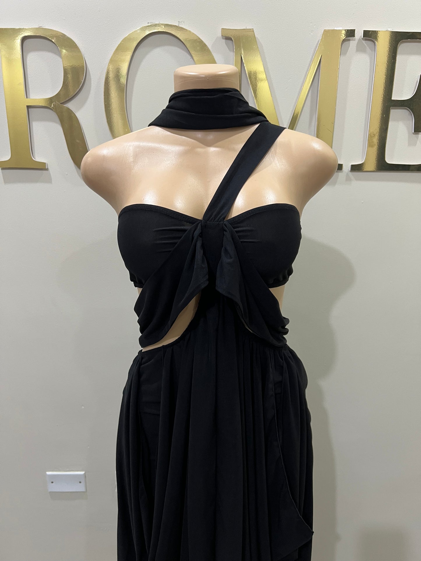 Ruby Mesh Dress with Arm Pcs (Black)