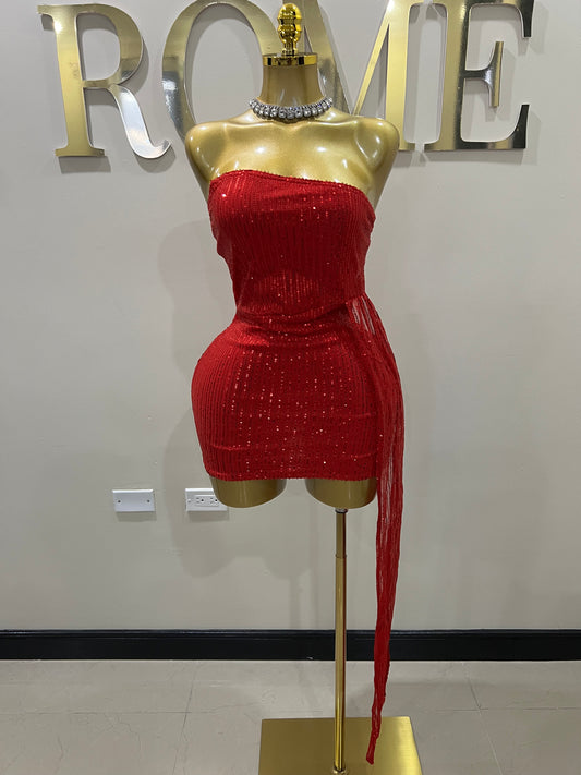 Tara Sequin Dress (Red)