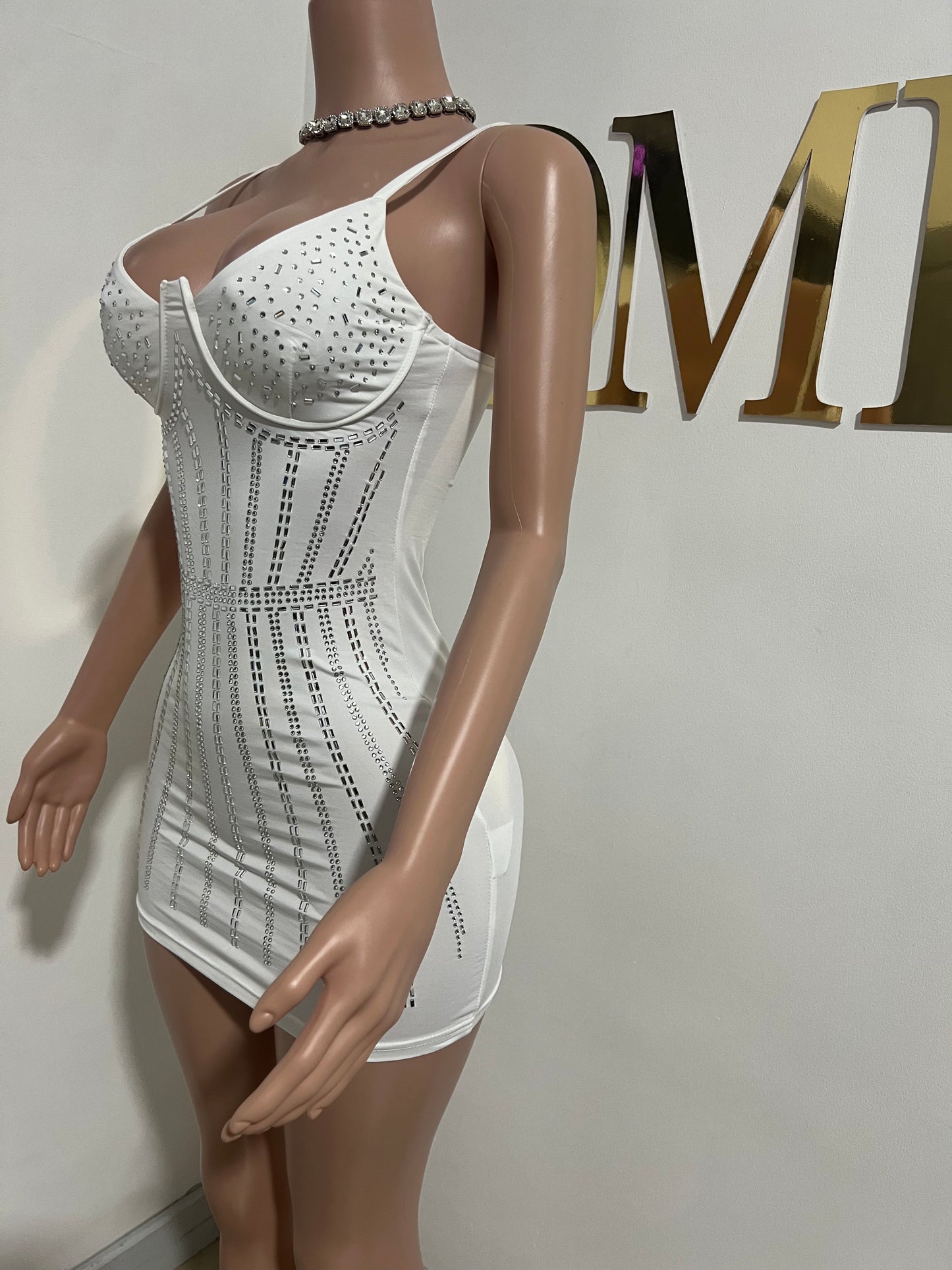 Medusa Super Mini Dress (White)