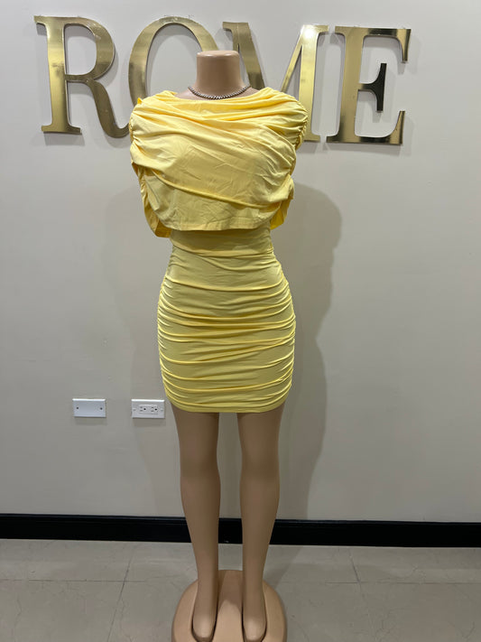 Samira Double Shoulders Dress (Yellow)