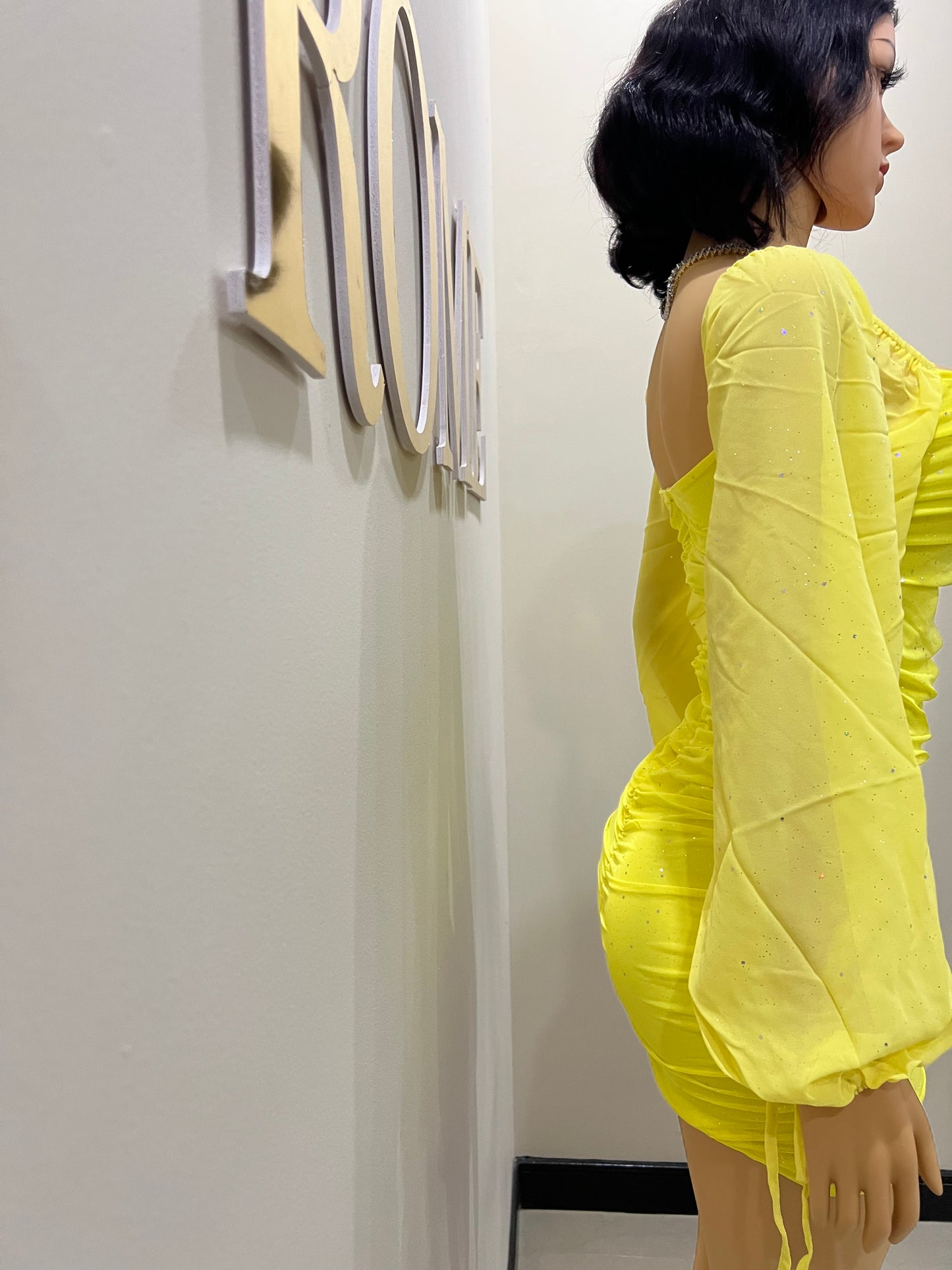 Aubrey Sprinkles Mesh Dress (Yellow)