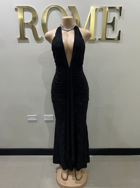 Chinelle Nara Halter Lace Dress (Black)