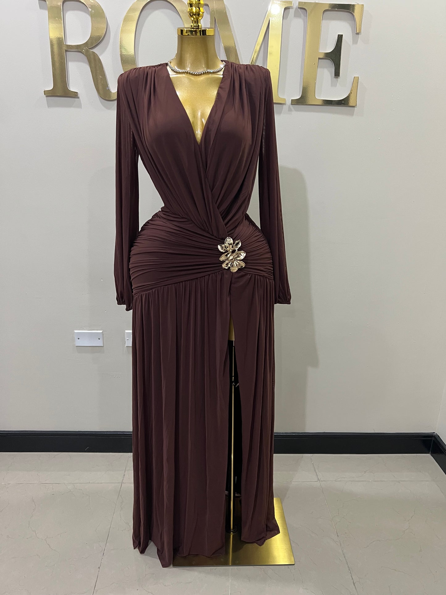 Michelle Valor Dress (Brown)