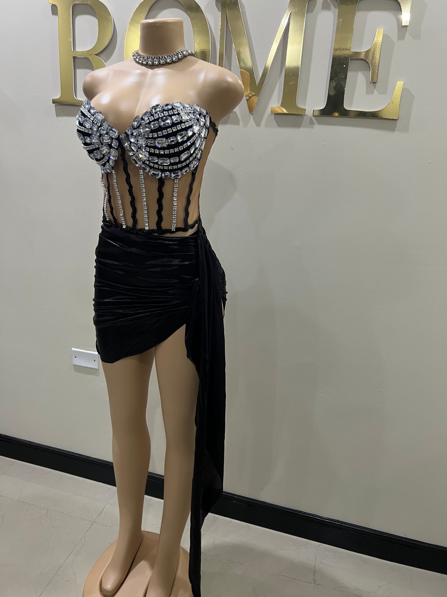 Orion Glacier Gemstone Skirt Set (Black)