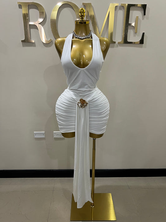 Nara Petal Short Dress (White)