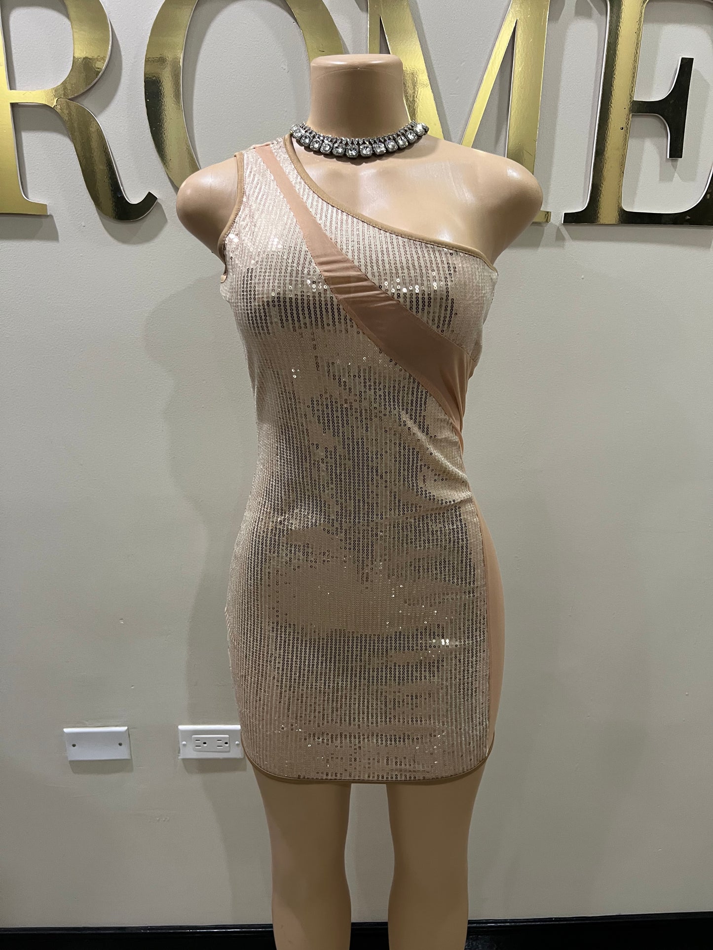 Emma Sequin Dress (Rose Gold- nude)