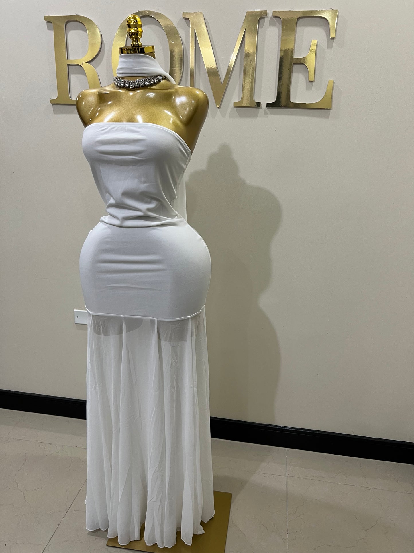 Ms. Shippen Scarf Dress (White)