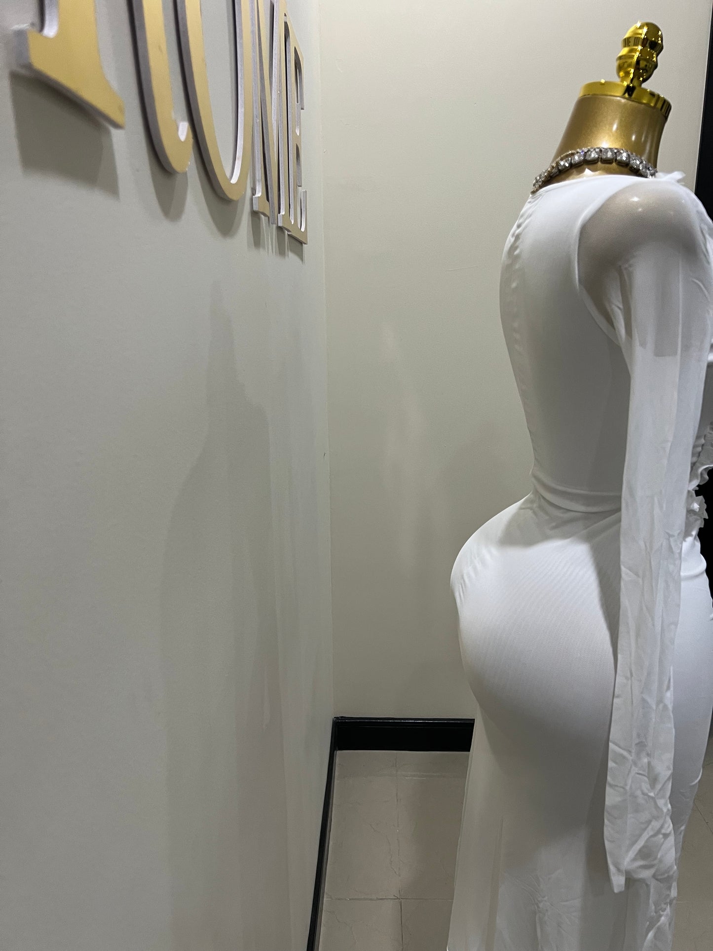 Mila Long Sleeve Dress (White)