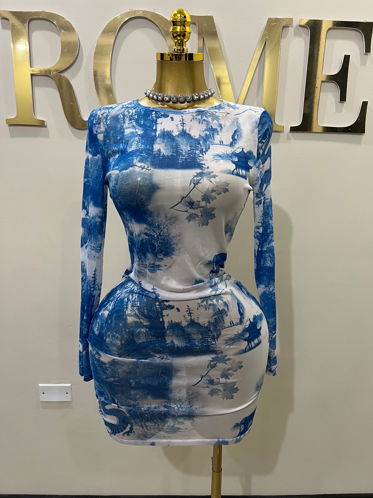 Oceans Blue Mesh Dress