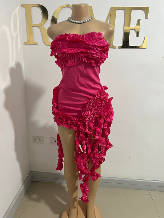 Kate Rouched Mini Dress (Pink)