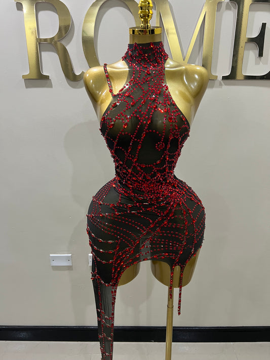 Charlotte’s Web Gemstone Mesh Dress (Red)