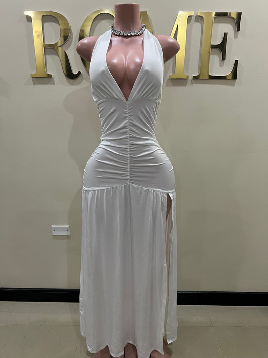 Nichelle Nara Halter Dress (White)