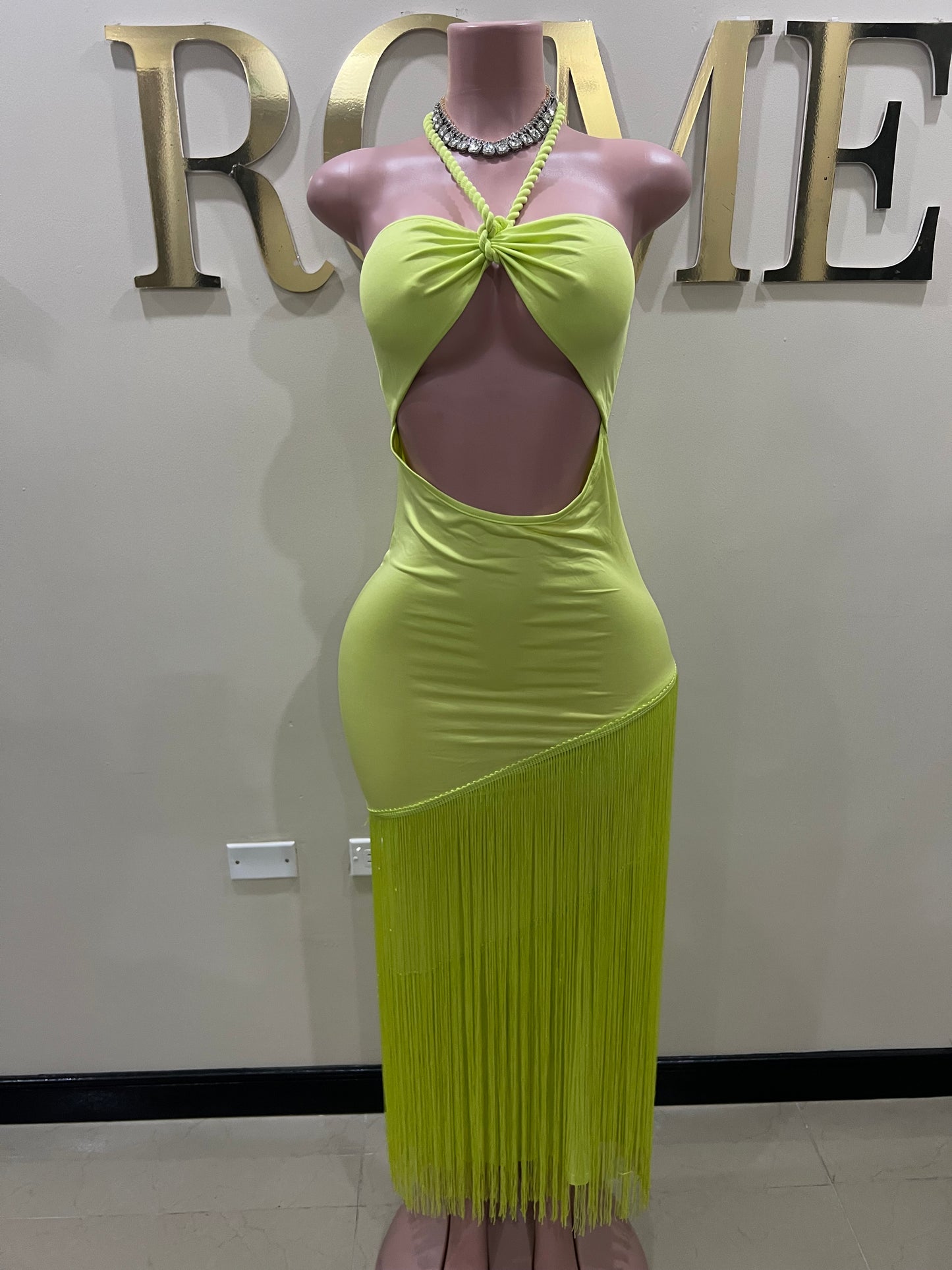 Diva Fringe Vibe Dress (Green)