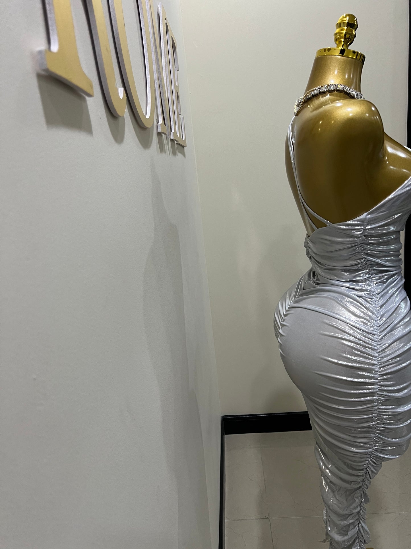 Tessa Moira Rouched Dress (Silver)