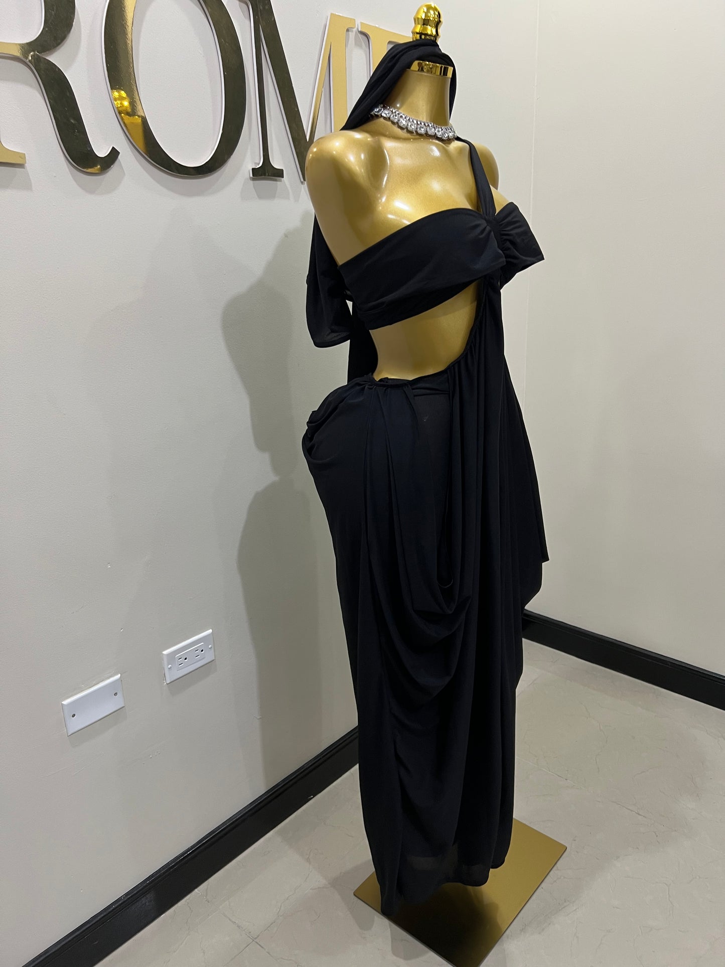 Ruby Mesh Dress with Arm Pcs (Black)