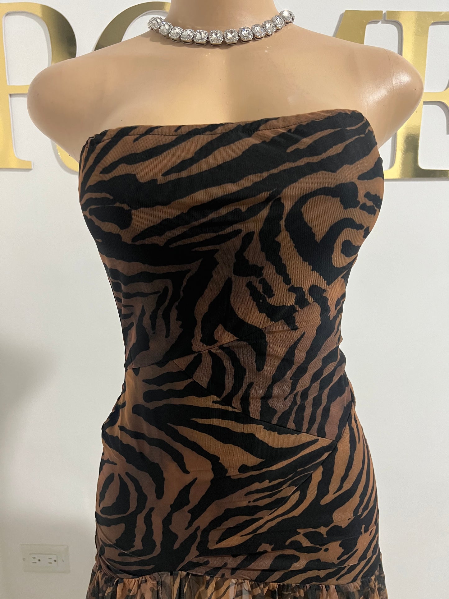 Nara Halter Dress (Black & Brown)