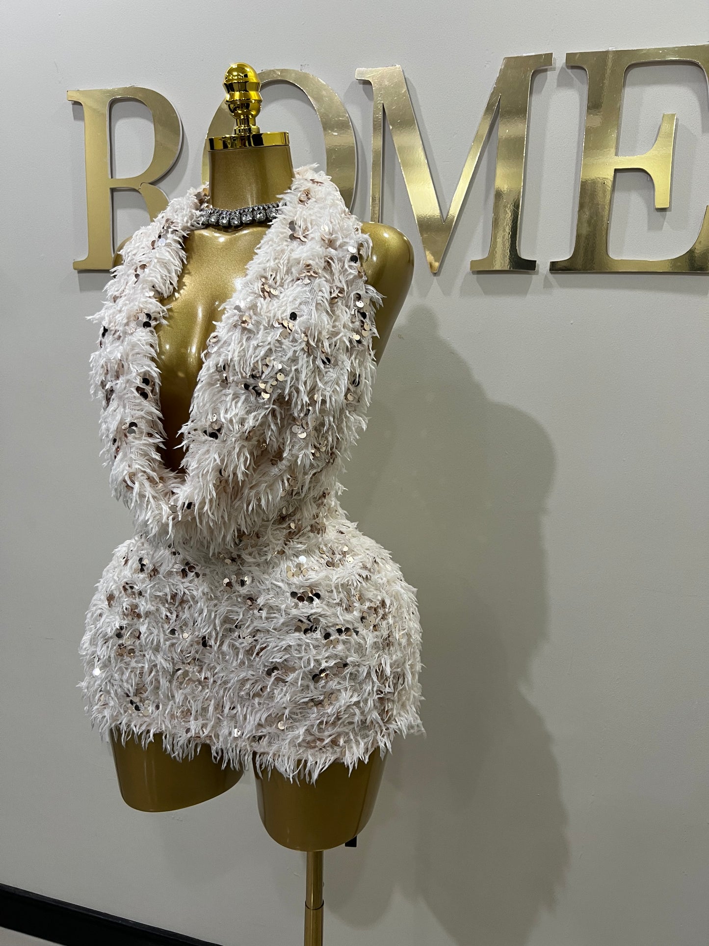 Cassie Fur Dress (Beige)