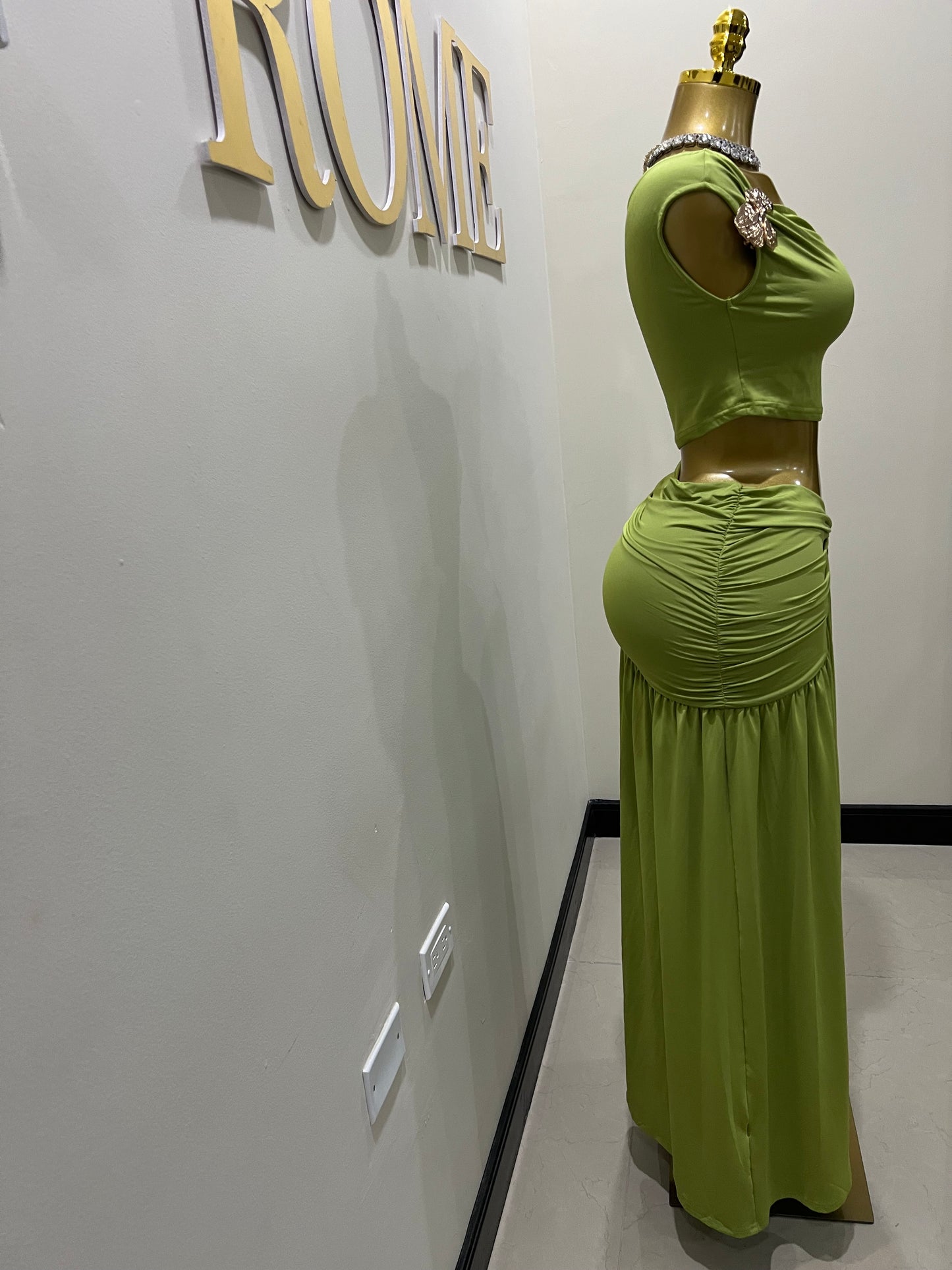 Nara Petal 2 Pcs Skirt Set (Green)