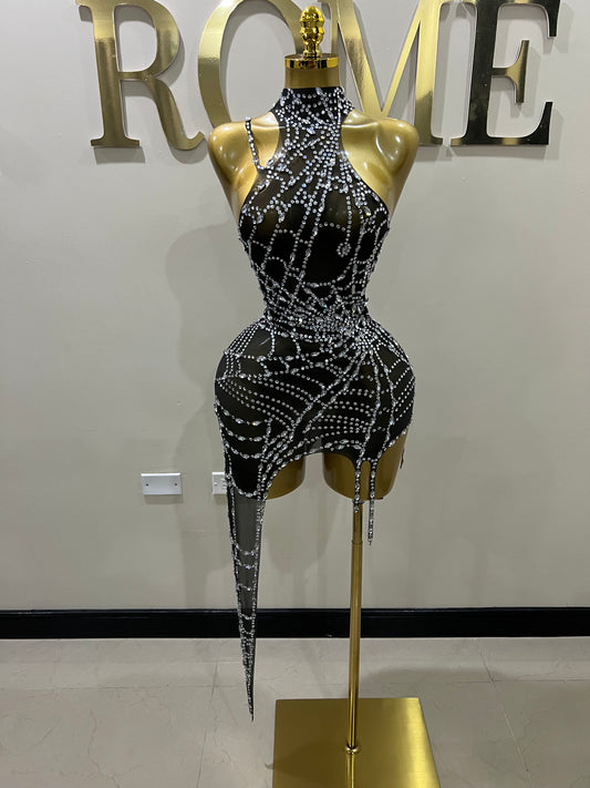 Charlotte’s Web Gemstone Mesh Dress (Black)