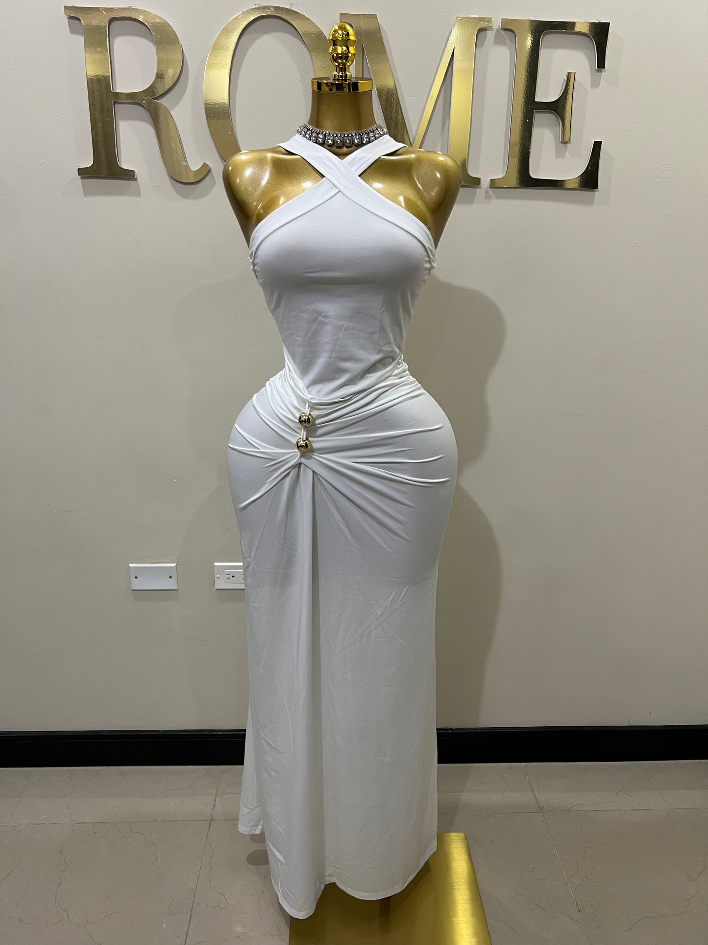 Olive Dress (White)