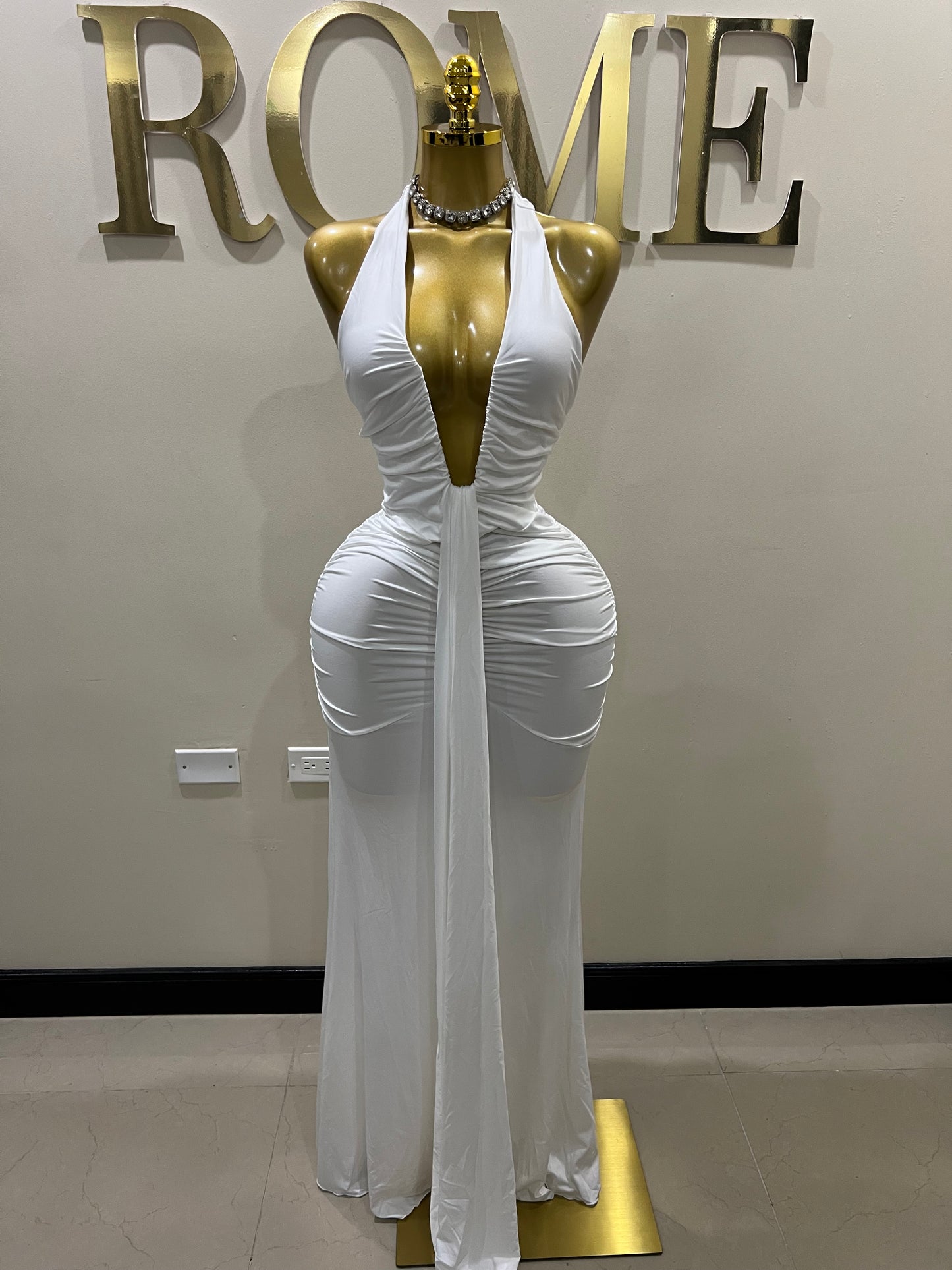 Chinelle Nara Halter Dress (White)