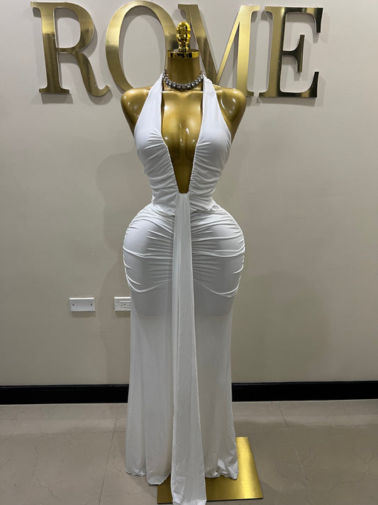 Chinelle Nara Halter Dress (White)