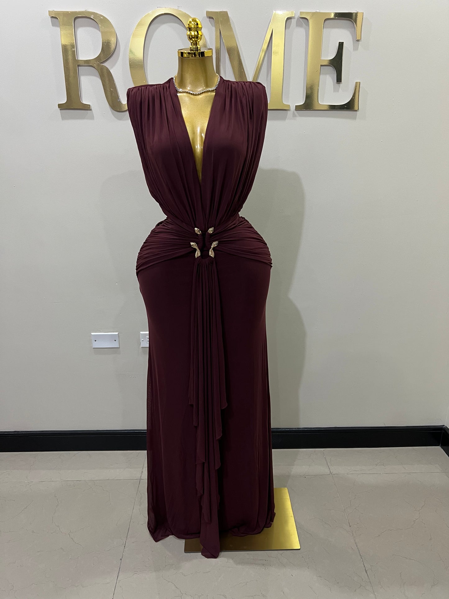 Michelle Snake Dress (Maroon)